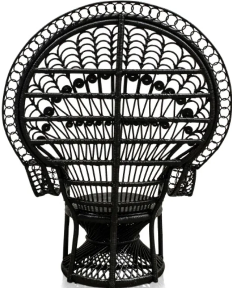 Casa Padrino Luxus Rattan Sessel Schwarz 114 x 80 x H. 150 cm - Vintage Möbel