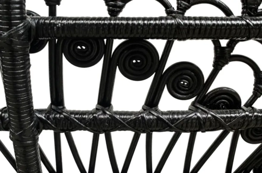 Casa Padrino Luxus Rattan Sessel Schwarz 114 x 80 x H. 150 cm - Vintage Möbel