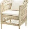 Casa Padrino Luxus Rattan Sessel mit Kissen Naturfarben / Cremefarben 77 x 67,5 x H. 86,5 cm - Luxus Wohnzimmer Möbel