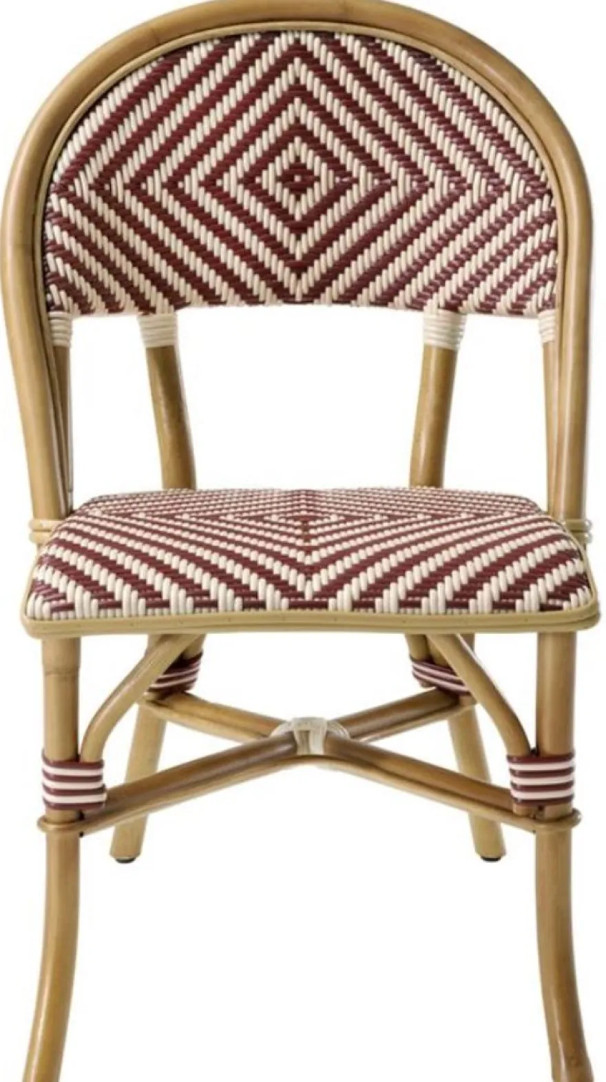 Casa Padrino Luxus Rattanstuhl im Barock Stil Naturfarben / Burgundy / Weiß 46 x 60 x H. 83 cm - Handgefertigtes Wintergarten Möbel
