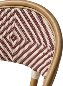Casa Padrino Luxus Rattanstuhl im Barock Stil Naturfarben / Burgundy / Weiß 46 x 60 x H. 83 cm - Handgefertigtes Wintergarten Möbel