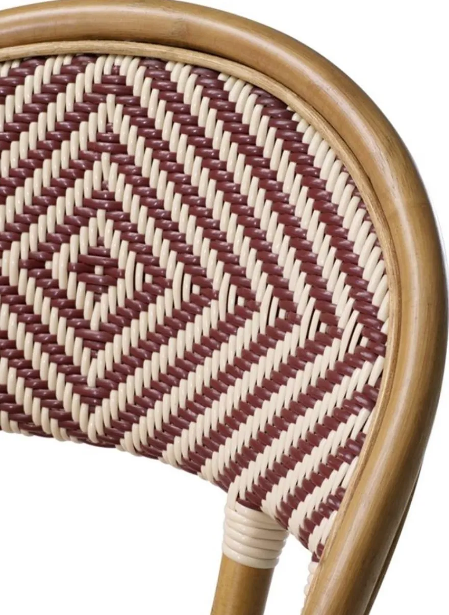 Casa Padrino Luxus Rattanstuhl im Barock Stil Naturfarben / Burgundy / Weiß 46 x 60 x H. 83 cm - Handgefertigtes Wintergarten Möbel