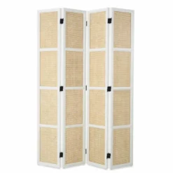 Casa Padrino Luxus Raumteiler Weiß / Naturfarben 163 x H. 225 cm - Luxus Interior