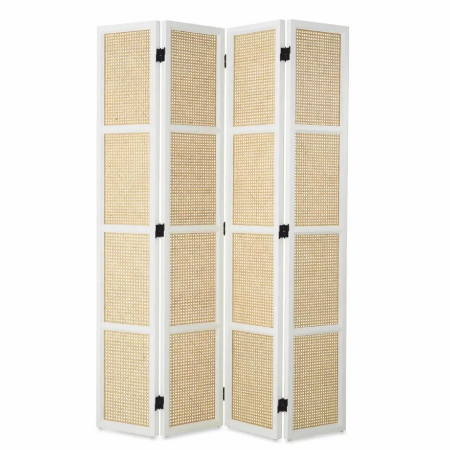 Casa Padrino Luxus Raumteiler Weiß / Naturfarben 163 x H. 225 cm - Luxus Interior