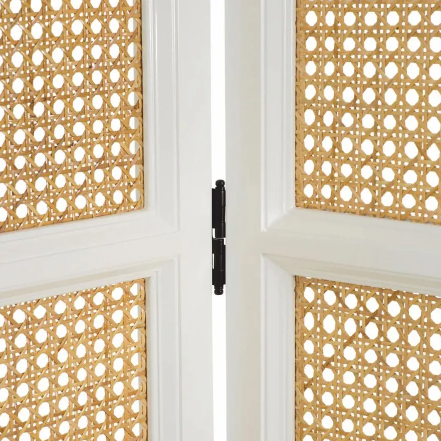 Casa Padrino Luxus Raumteiler Weiß / Naturfarben 163 x H. 225 cm - Luxus Interior