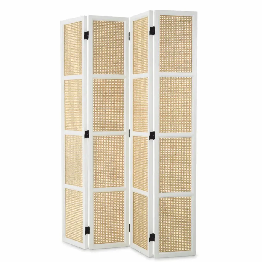 Casa Padrino Luxus Raumteiler Weiß / Naturfarben 163 x H. 225 cm - Luxus Interior