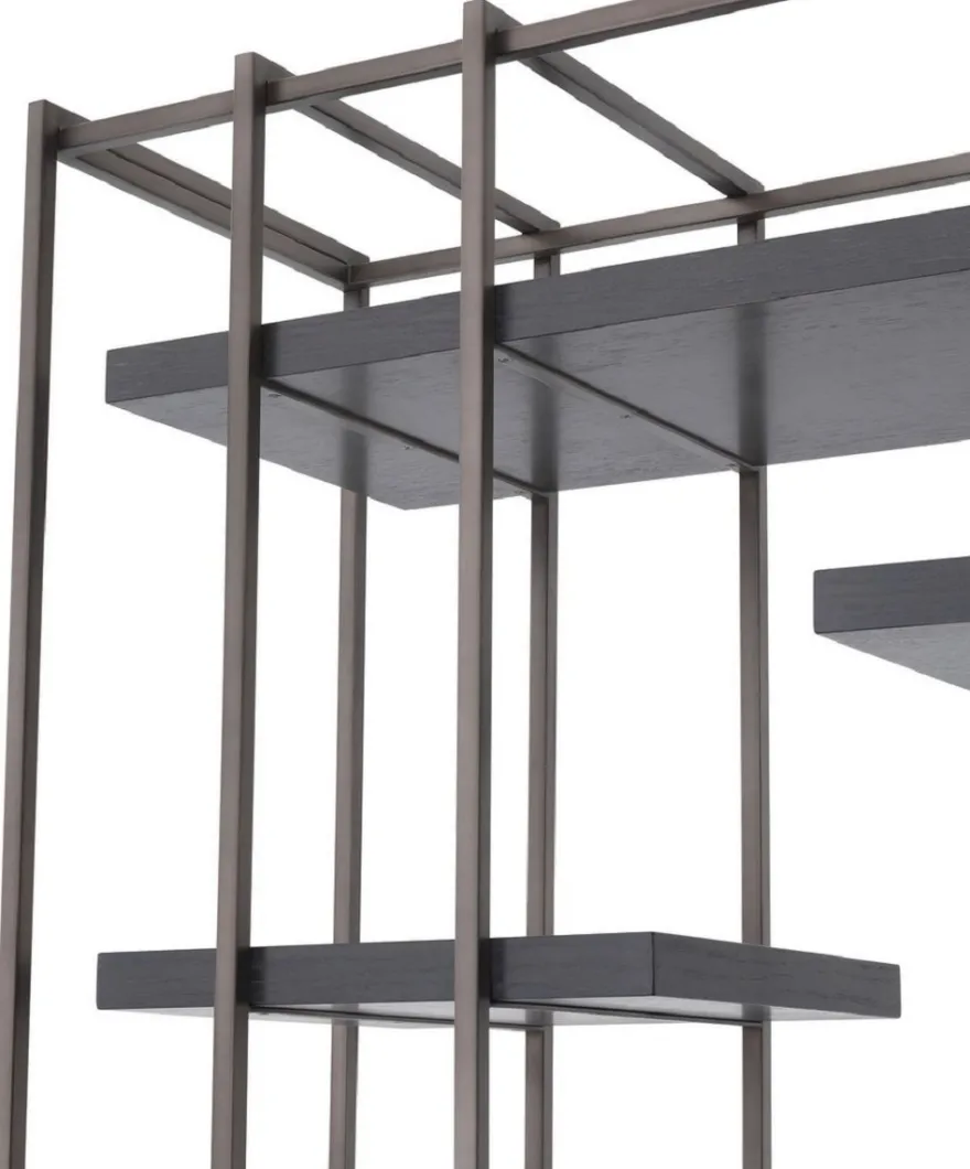 Casa Padrino Luxus Regalschrank Schwarz / Bronze 166 x 45 x H. 222 cm - Bücherschrank - Wohnzimmerschrank - Büroschrank