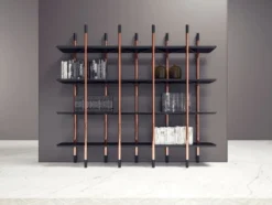 Casa Padrino Luxus Regalschrank Matt Schwarz / Kupfer 300 x 46 x H. 210 cm - Bücherschrank - Wohnzimmer Schrank - Büro Schrank - Wohnzimmer Möbel - Büro Möbel - Luxus Möbel