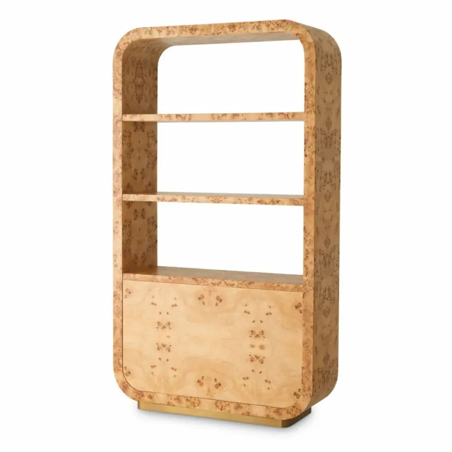 Casa Padrino Luxus Regalschrank mit 2 Schubladen Hellbraun / Antik Messing H. 210 cm