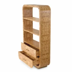Casa Padrino Luxus Regalschrank mit 2 Schubladen Hellbraun / Antik Messing H. 210 cm
