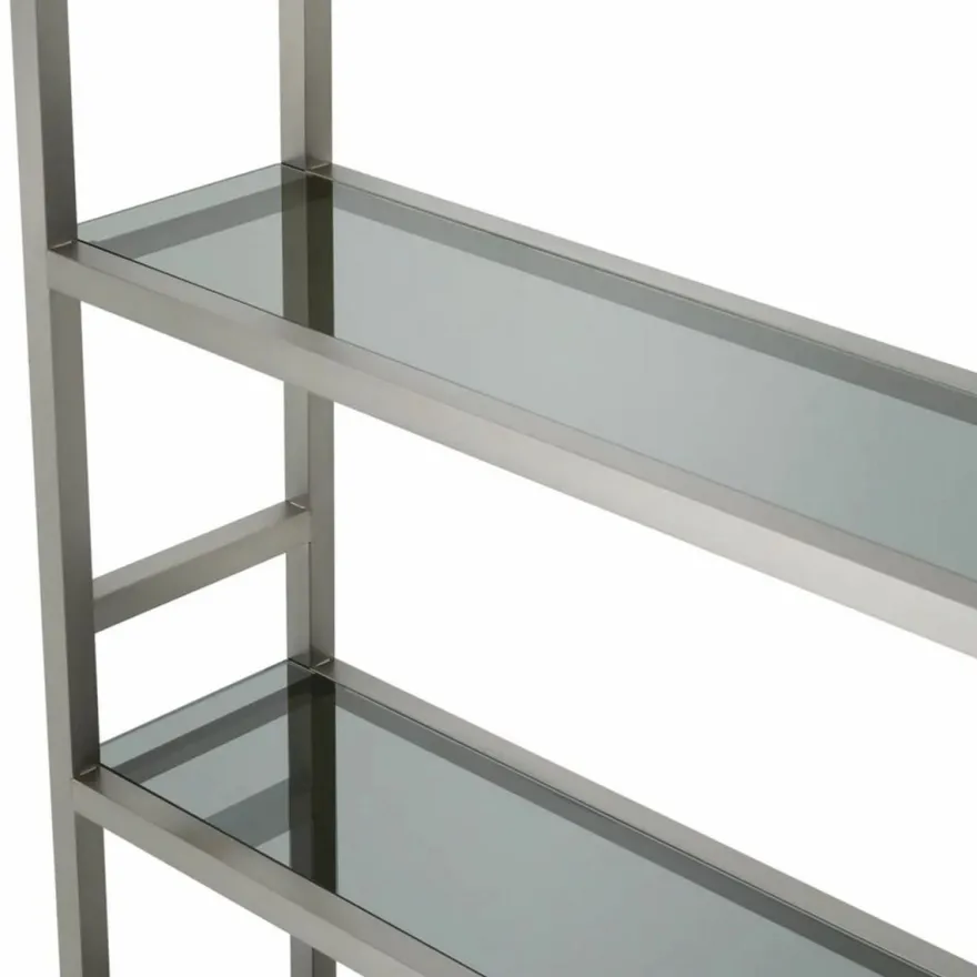 Casa Padrino Luxus Regalschrank mit Glasregalen Silber / Schwarz / Grau H. 240,5 cm - Luxus Möbel