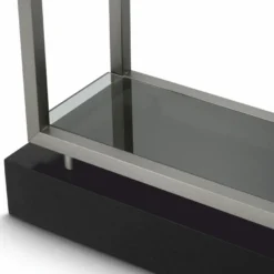 Casa Padrino Luxus Regalschrank mit Glasregalen Silber / Schwarz / Grau H. 240,5 cm - Luxus Möbel