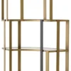 Casa Padrino Luxus Regalschrank Messing / Schwarz / Grau 115 x 37 x H. 240 cm - Gebogener Metall Schrank mit 6 Glasregalen - Wohnzimmer Möbel - Hotel Möbel - Luxus Möbel - Luxus Qualität