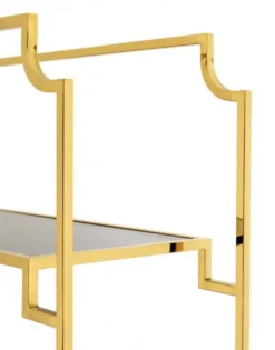 Casa Padrino Luxus Regal Schrank Edelstahl Gold mit Rauchglas B 90 x H 230 cm - Art Deco Design