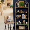 Casa Padrino Luxus Regalschrank Gold 78 x 33 x H. 197 cm - Edelstahl Schrank mit 5 Glasregalen - Luxus Wohnzimmer Möbel