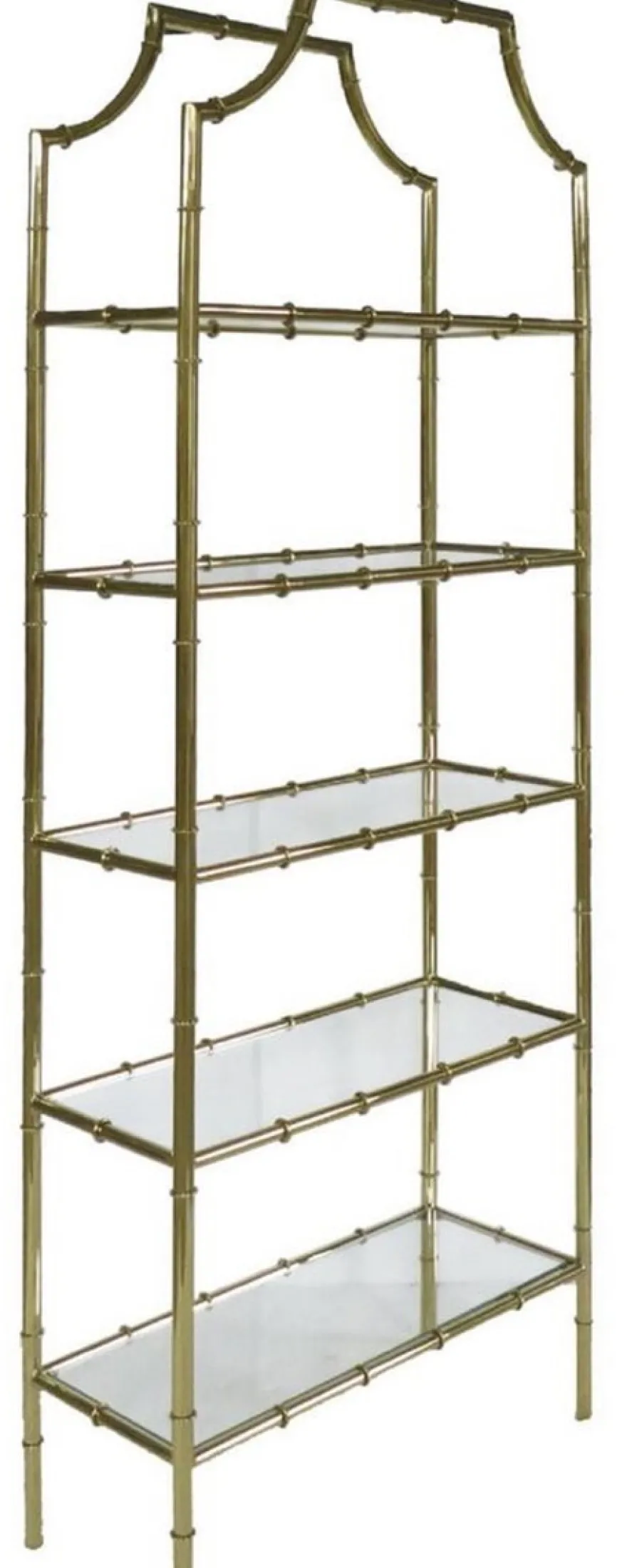 Casa Padrino Luxus Regalschrank Gold 78 x 33 x H. 197 cm - Edelstahl Schrank mit 5 Glasregalen - Luxus Wohnzimmer Möbel