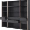 Casa Padrino Luxus Regalschrank mit 6 Schubladen Anthrazitgrau / Bronzefarben 253 x 47 x H. 229 cm - Bücherschrank - Wohnzimmerschrank - Büroschrank - Luxus Schrank
