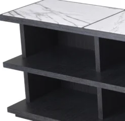 Casa Padrino Luxus Regalschrank Anthrazitgrau / Weiß / Fliederfarben 220 x 55 x H. 80 cm - Edler Massivholz Schrank mit 3 Regalen und Marmorplatten - Luxus Wohnzimmer Möbel