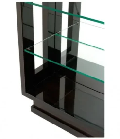 Casa Padrino Luxus Regal Schrank in Hochglanzbraun und Spiegelglas - 80 x 35 x H. 230 cm