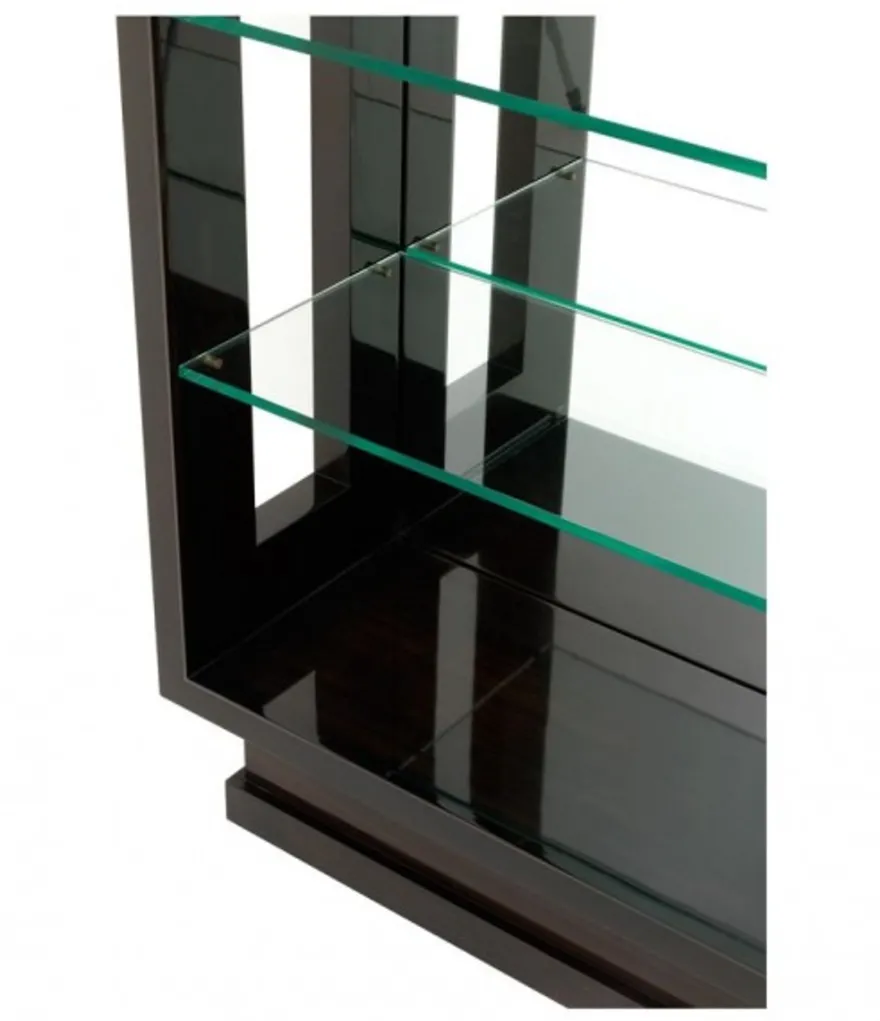 Casa Padrino Luxus Regal Schrank in Hochglanzbraun und Spiegelglas - 80 x 35 x H. 230 cm