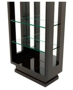 Casa Padrino Luxus Regal Schrank in Hochglanzbraun und Spiegelglas - 80 x 35 x H. 230 cm