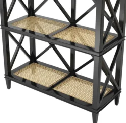 Casa Padrino Luxus Regalschrank im Barockstil Schwarz / Naturfarben 85 x 35 x H. 220 cm