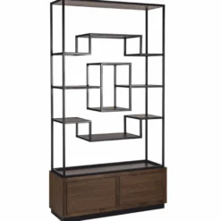 Casa Padrino Luxus Regalschrank Dunkelbraun / Schwarz 120 x H. 240 cm - Luxus Möbel