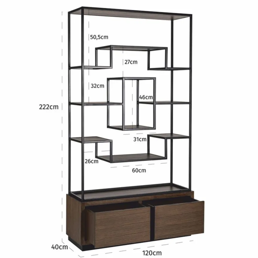 Casa Padrino Luxus Regalschrank Dunkelbraun / Schwarz 120 x H. 240 cm - Luxus Möbel