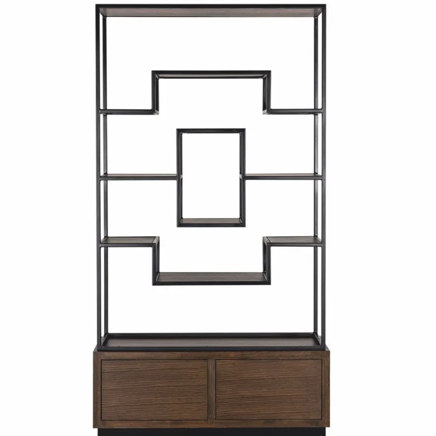 Casa Padrino Luxus Regalschrank Dunkelbraun / Schwarz 120 x H. 240 cm - Luxus Möbel