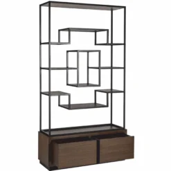 Casa Padrino Luxus Regalschrank Dunkelbraun / Schwarz 120 x H. 240 cm - Luxus Möbel