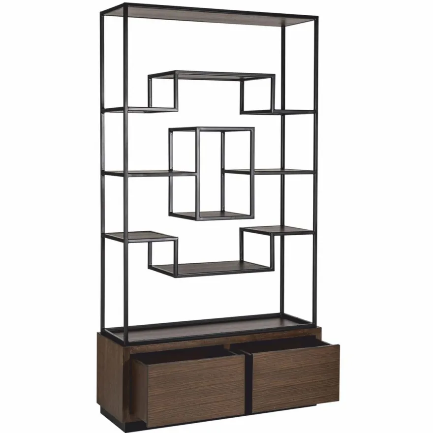 Casa Padrino Luxus Regalschrank Dunkelbraun / Schwarz 120 x H. 240 cm - Luxus Möbel