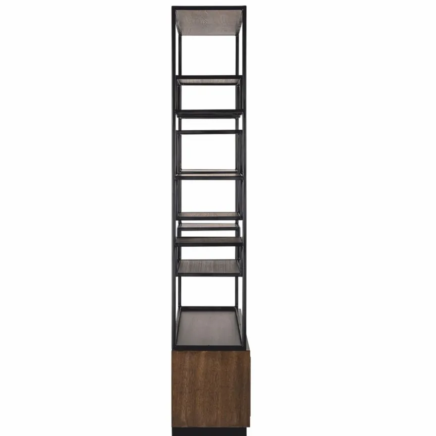 Casa Padrino Luxus Regalschrank Dunkelbraun / Schwarz 120 x H. 240 cm - Luxus Möbel