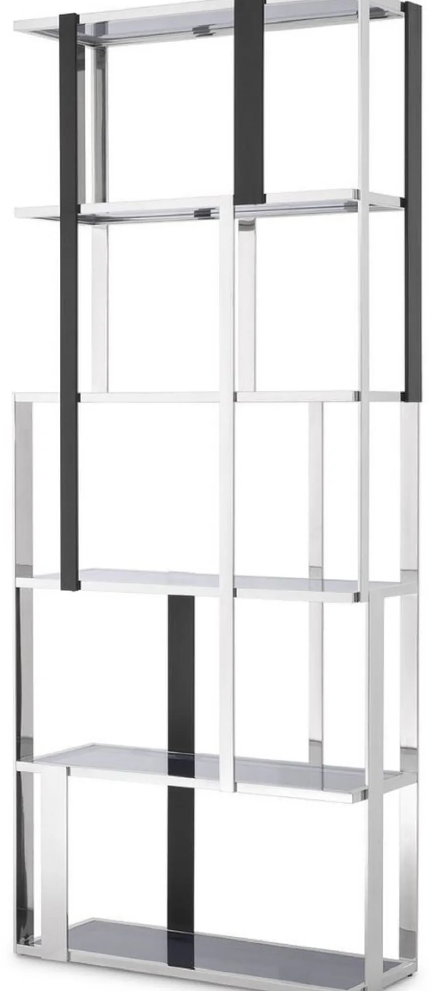 Casa Padrino Luxus Regalschrank Silber / Schwarz / Grau 100 x 37 x H. 240,5 cm - Edelstahl Schrank - Wohnzimmerschrank - Büroschrank - Luxus Möbel