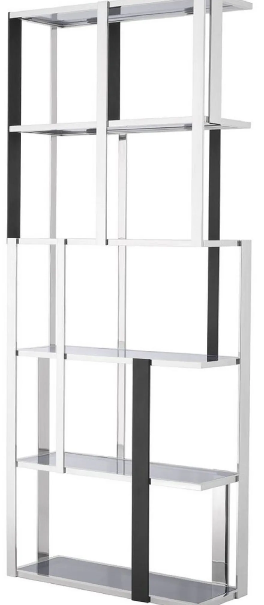 Casa Padrino Luxus Regalschrank Silber / Schwarz / Grau 100 x 37 x H. 240,5 cm - Edelstahl Schrank - Wohnzimmerschrank - Büroschrank - Luxus Möbel