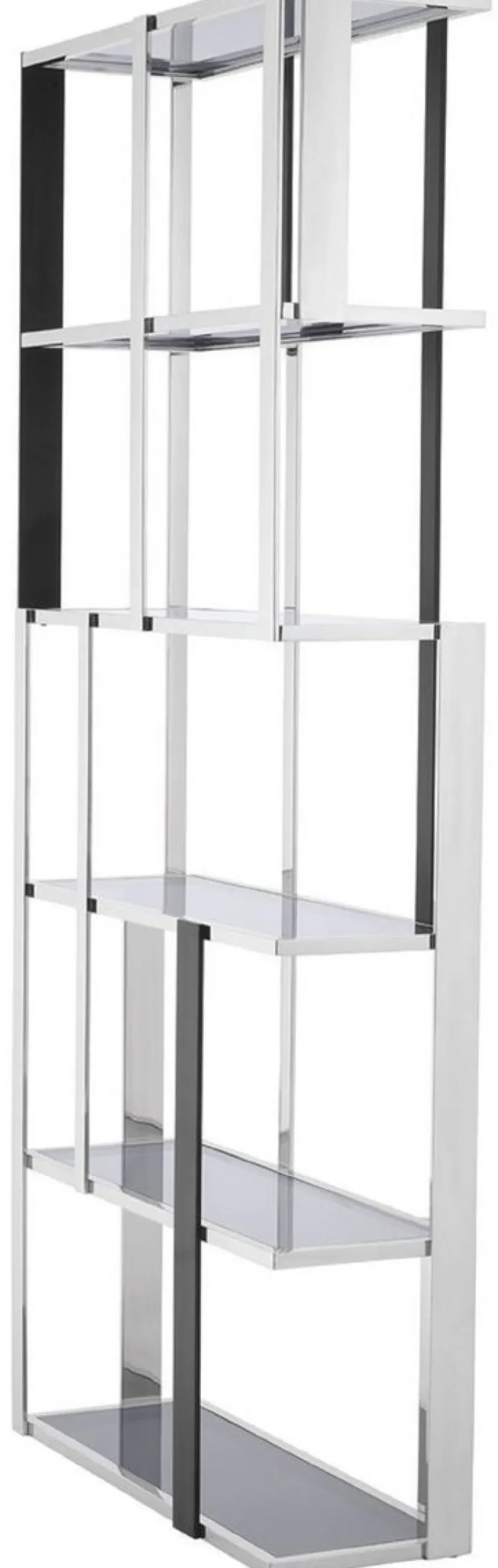Casa Padrino Luxus Regalschrank Silber / Schwarz / Grau 100 x 37 x H. 240,5 cm - Edelstahl Schrank - Wohnzimmerschrank - Büroschrank - Luxus Möbel