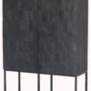 Casa Padrino Luxus Regalschrank mit 2 Türen Matt Schwarz / Schwarz 80 x 45 x H. 180 cm - Massivholz Schrank mit Metall Beinen - Luxus Möbel