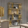 Casa Padrino Luxus Regalschrank Gold / Weiß 120 x H. 252 cm - Hotel Möbel - Wohnzimmer Möbel - Luxus Möbel