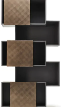 Casa Padrino Luxus Regalschrank mit 3 Schiebetüren Graphit / Bronze 104,5 x 30 x H. 196,5 cm - Bücherschrank - Wohnzimmerschrank - Büroschrank - Luxus Schrank