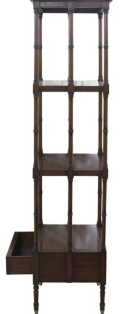 Casa Padrino Luxus Regalschrank mit Schublade Dunkelbraun 44 x 36 x H. 163 cm - Luxus Qualität