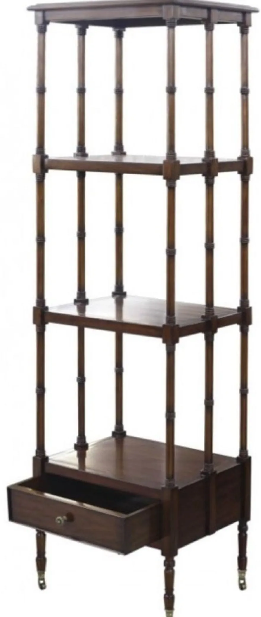 Casa Padrino Luxus Regalschrank mit Schublade Dunkelbraun 44 x 36 x H. 163 cm - Luxus Qualität