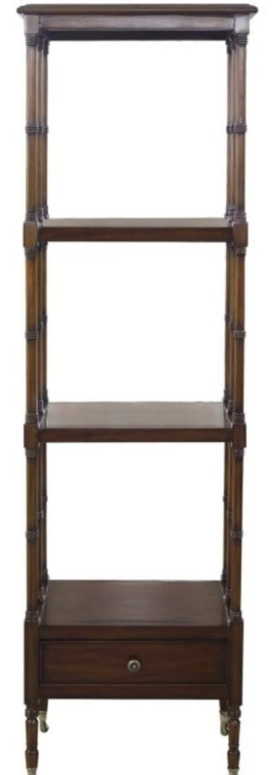 Casa Padrino Luxus Regalschrank mit Schublade Dunkelbraun 44 x 36 x H. 163 cm - Luxus Qualität