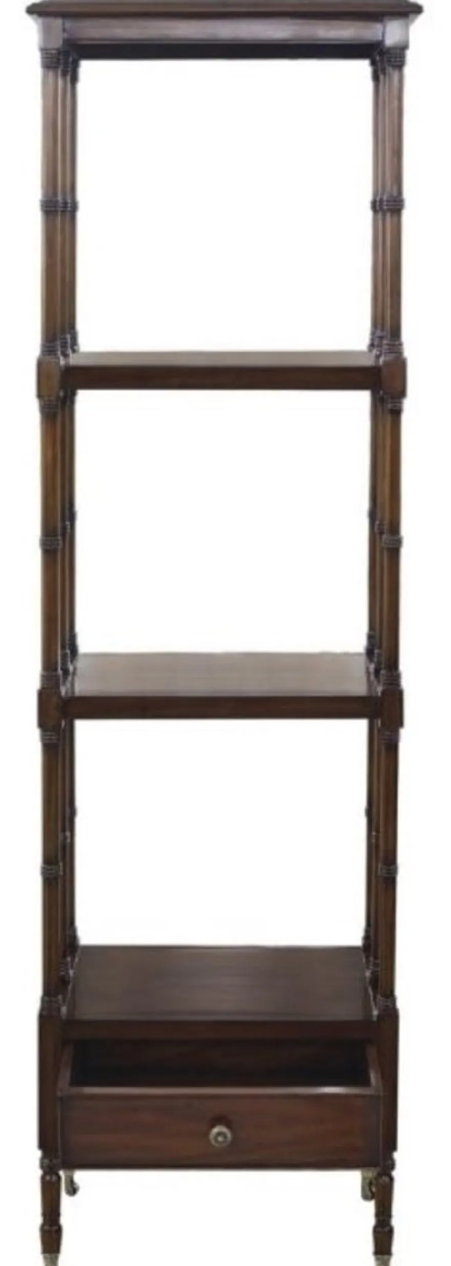 Casa Padrino Luxus Regalschrank mit Schublade Dunkelbraun 44 x 36 x H. 163 cm - Luxus Qualität