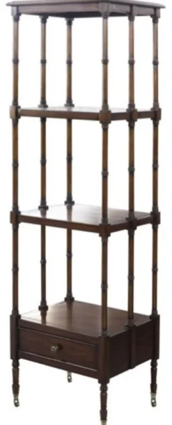 Casa Padrino Luxus Regalschrank mit Schublade Dunkelbraun 44 x 36 x H. 163 cm - Luxus Qualität