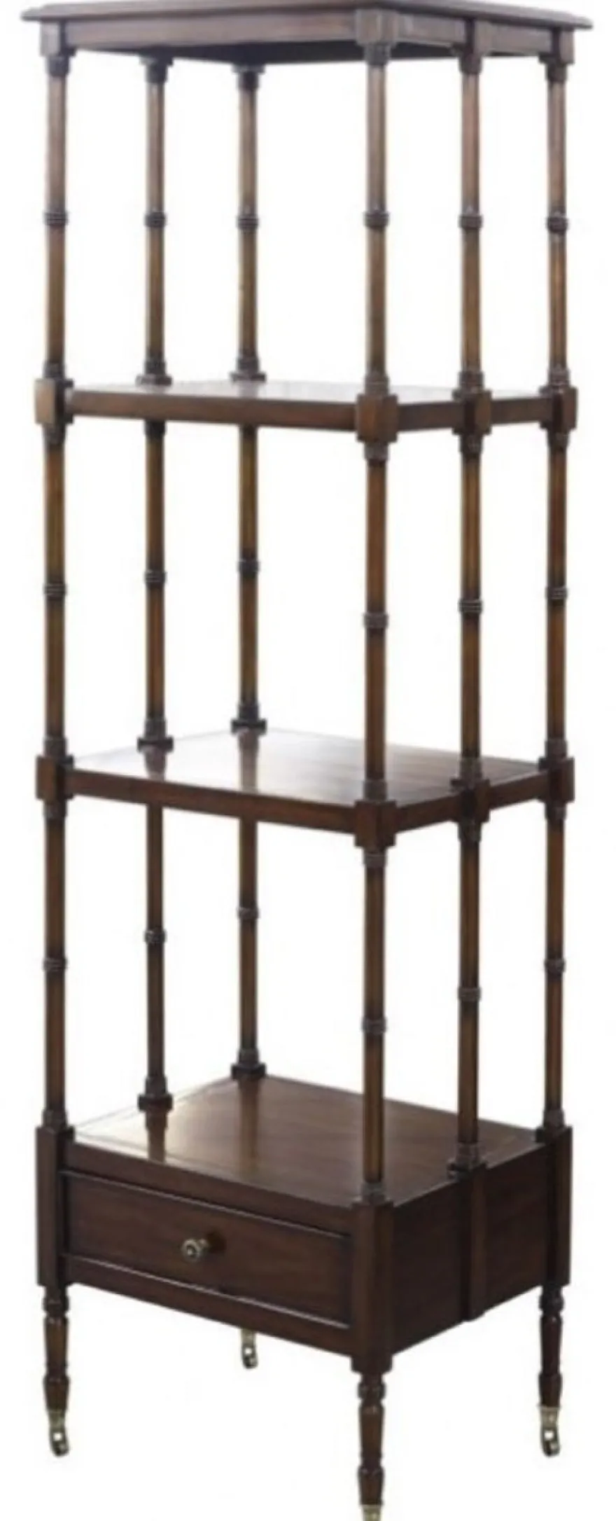 Casa Padrino Luxus Regalschrank mit Schublade Dunkelbraun 44 x 36 x H. 163 cm - Luxus Qualität