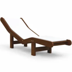 Casa Padrino Luxus Relax Liege Dunkelbraun / Weiß 164 cm - Poolliege - Saunaliege - Garten Möbel - Pool Möbel - Sauna Möbel - Made in Italy