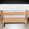 Casa Padrino Luxus Retro Badewanne Weiß / Naturfarben 178 x 76 x H. 73 cm - Freistehende Badewanne mit Holzrahmen und Stufe - Retro Badezimmer Möbel