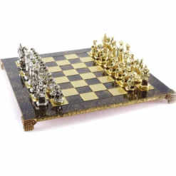 Casa Padrino Luxus Ritter Schach Set Bronze / Gold / Silber 44 x 44 cm - Mittelalterliches Schachspiel