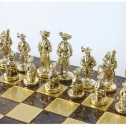 Casa Padrino Luxus Ritter Schach Set Bronze / Gold / Silber 44 x 44 cm - Mittelalterliches Schachspiel