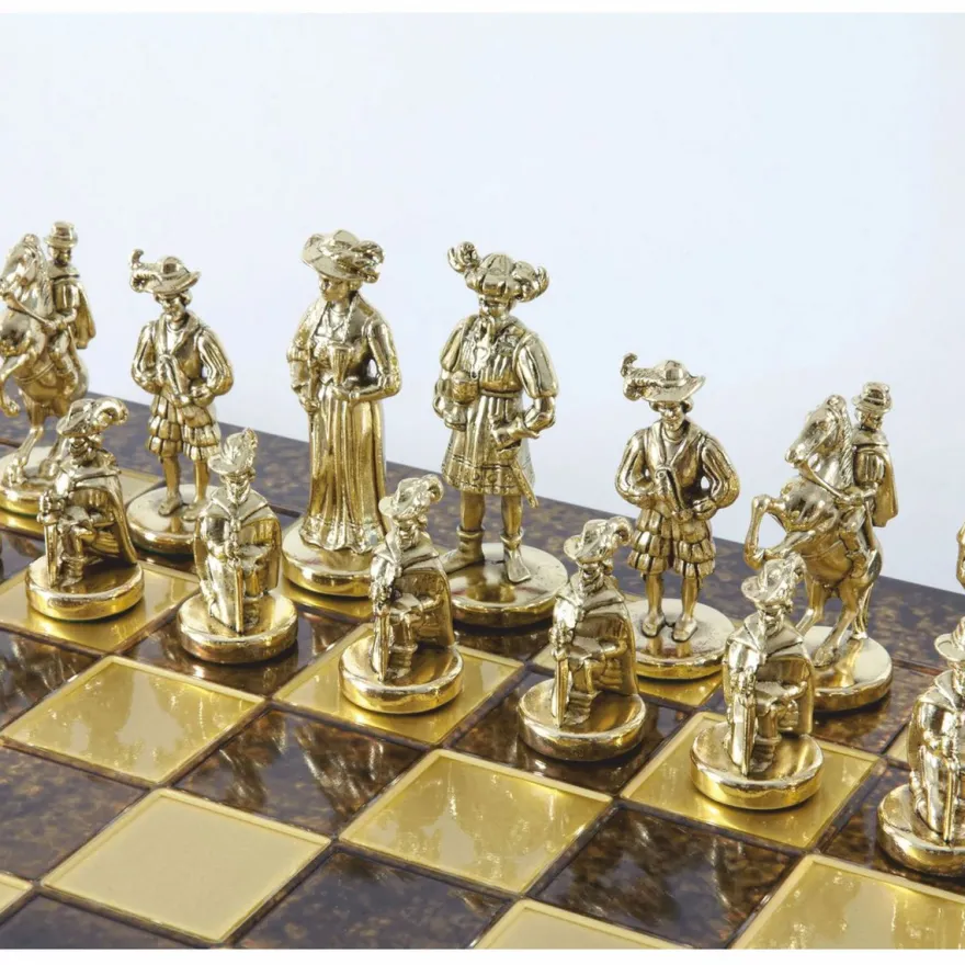 Casa Padrino Luxus Ritter Schach Set Bronze / Gold / Silber 44 x 44 cm - Mittelalterliches Schachspiel