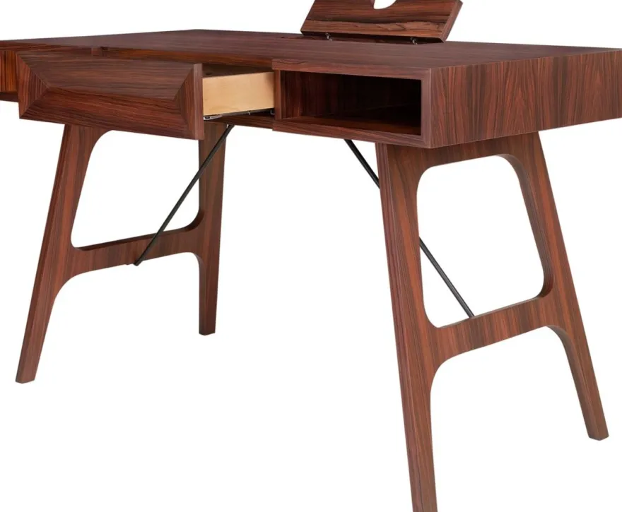 Casa Padrino Luxus Rosenholz Schreibtisch mit Schublade Braun 120 x 60 x H. 76 cm - Luxus Büromöbel
